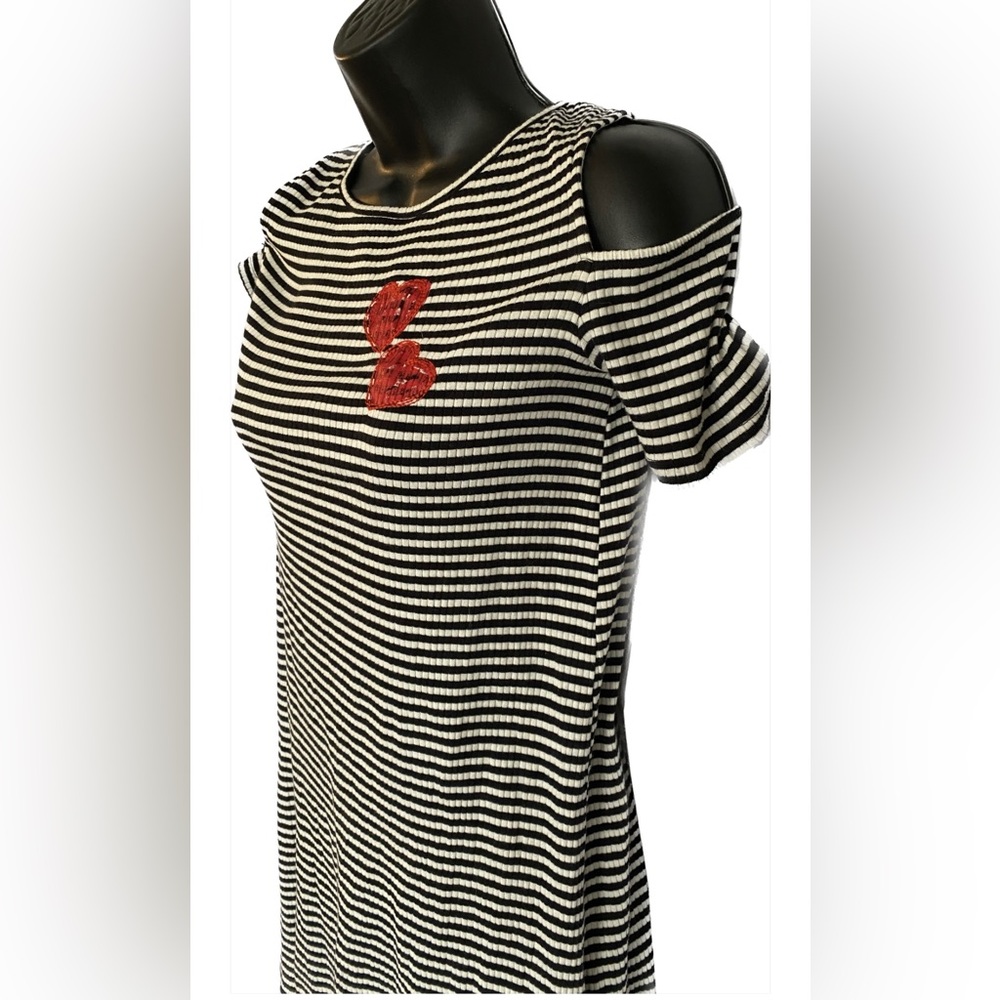 DesiguaL BLK/WHT STRIPED Knit T-Shirt Dress, S Spring Sale